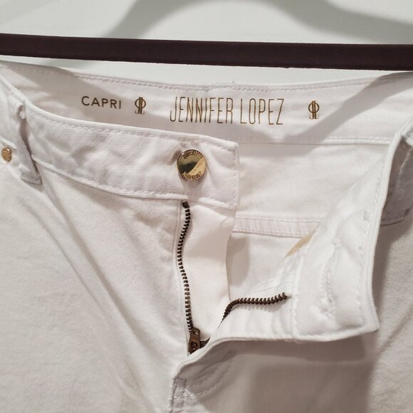 Jennifer Lopez White Cotton Spandex Blend Capri 5 Pocket Style Jeans   16P - Picture 7 of 10